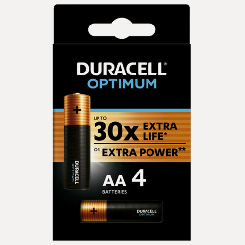 Изображение товара Батарейки DURACELL Optimum AA BL4, (4шт) в блистере, щелочные. (Бельгия) 2025г.