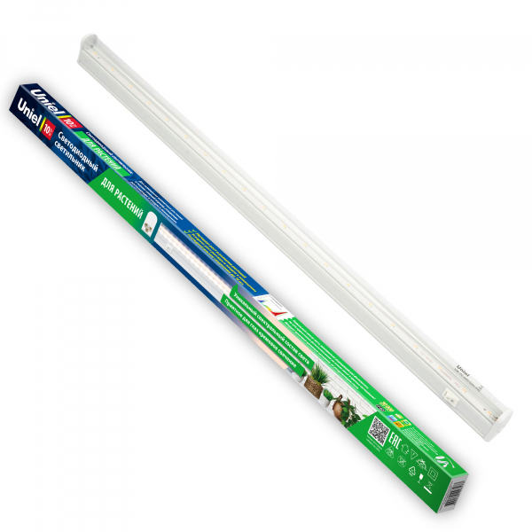 Светодиодная лампа для растений Uniel / Юниэль ULI-P10-10W/SPFR White с выключателем на корпусе спектр для фотосинтеза длина 55см 180-220В IP40 UL-00002257 / фитосветильник для рассады