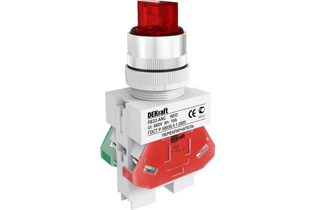 Переключатель Dekraft ПЕ22-ANC-2-RED-NEO 25058DEK