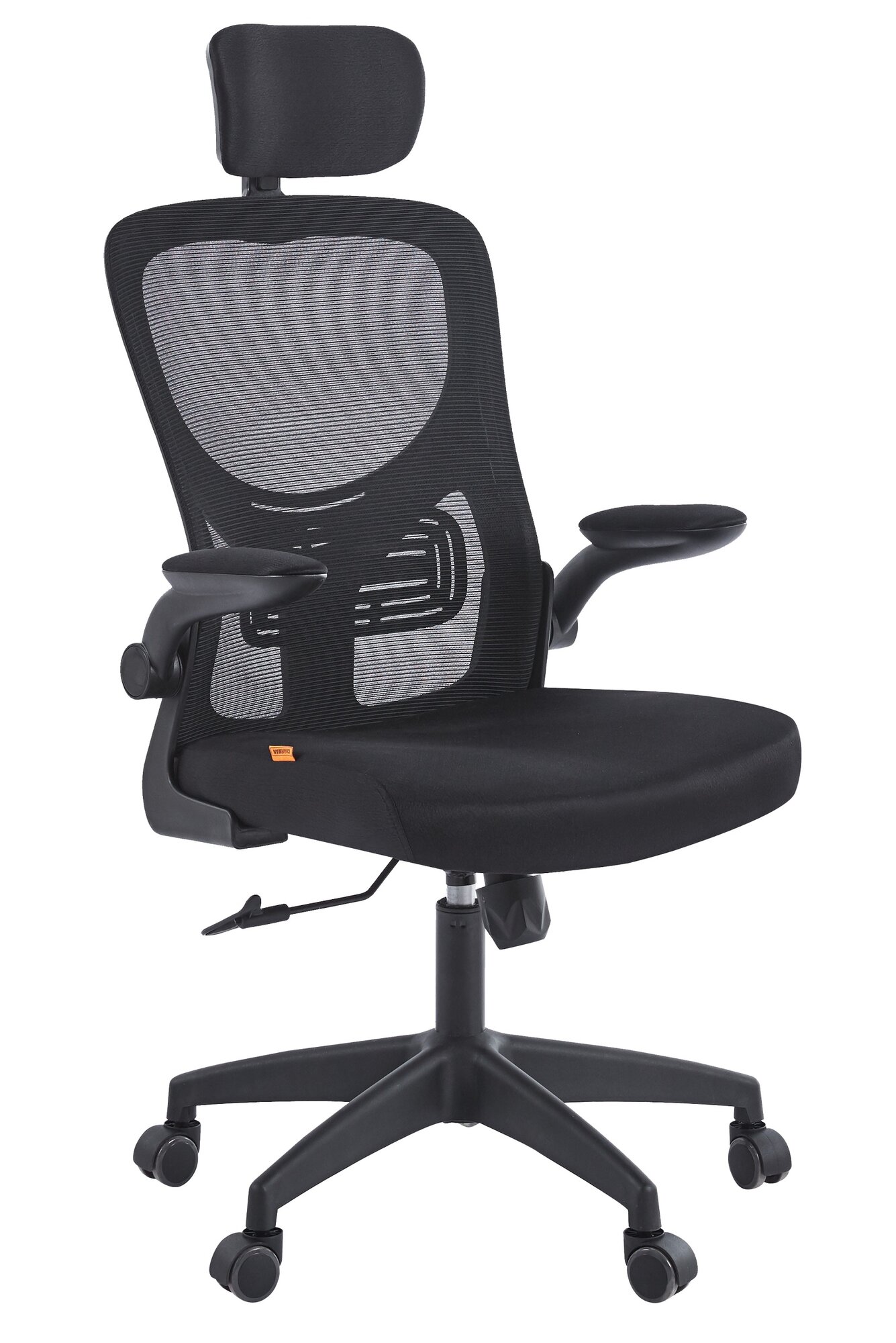 Компьютерное кресло с подголовником CHAIRMAN CH 633, ткань/сетка черный, с откидными подлокотниками и поясничным упором