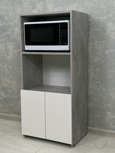 Изображение товара Стеллаж СТ-10 , универсальный, кухонный, цвет Бетон/Белый Шагрень, полки, с доводчиками, регулируемые опоры, 50х112х34 см