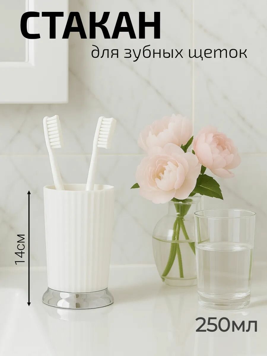 Стакан для зубных щеток Primanova белый пластиковый  универсальный