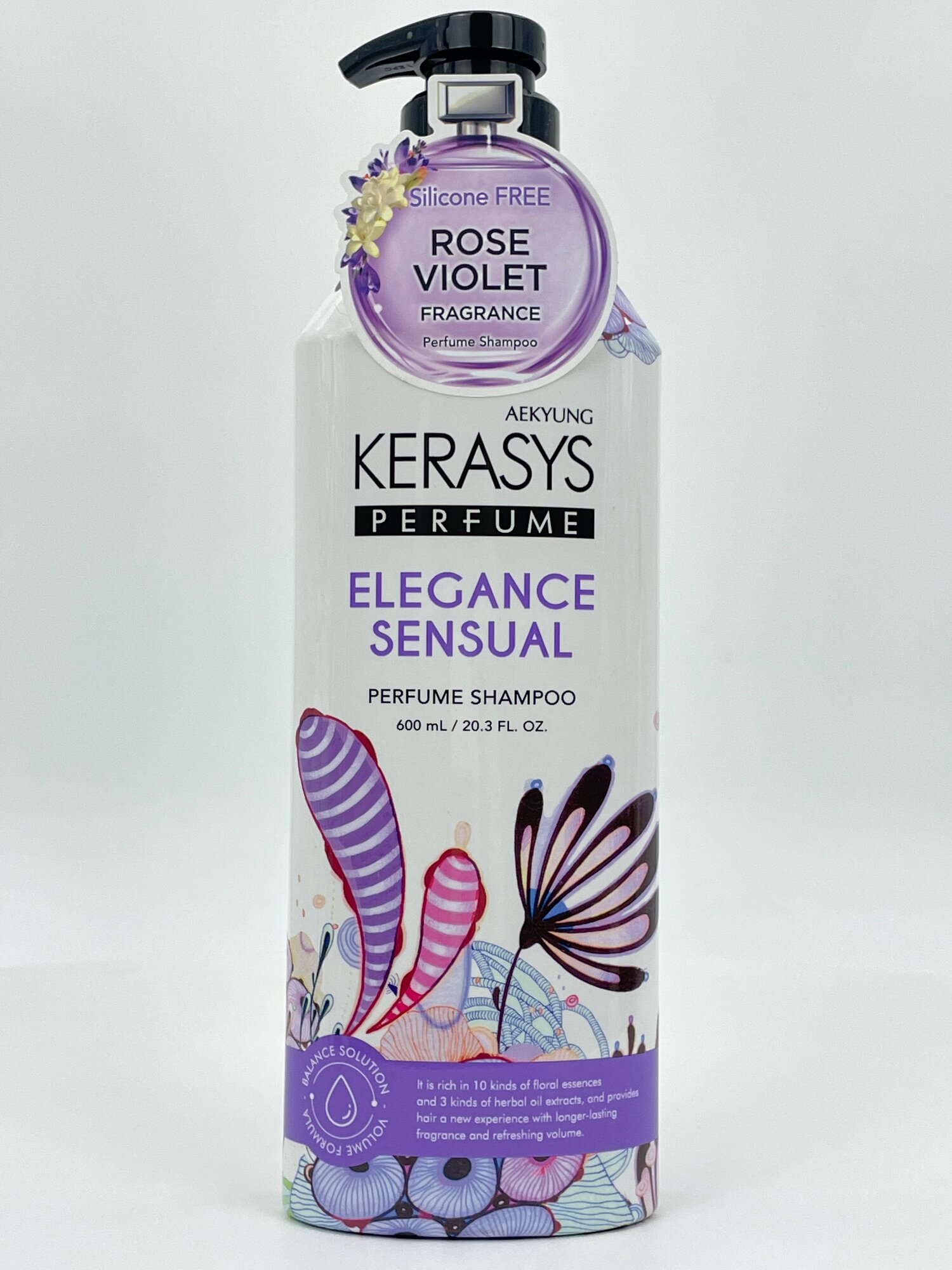 Парфюмированный шампунь Kerasys Elegance Sensual с цветочными эссенциями для объёма и свежести волос, 600 мл