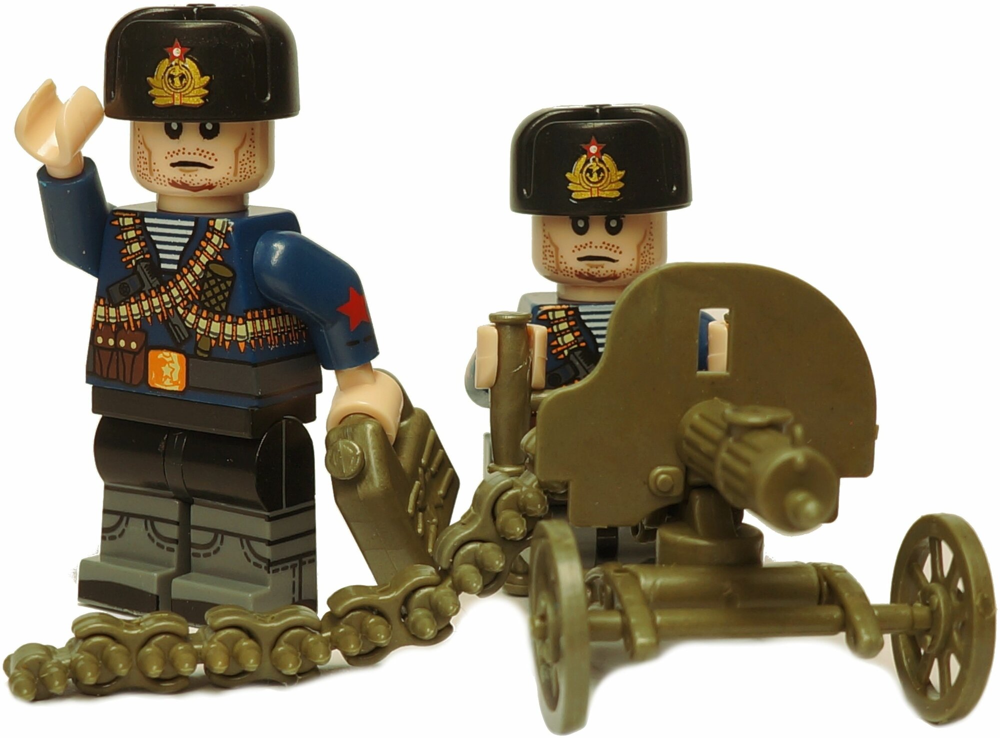 Конструктор Вторая мировая война, набор военных человечков 2 фигурки с пулеметом Максим / солдатики и армия совместимая с Лего