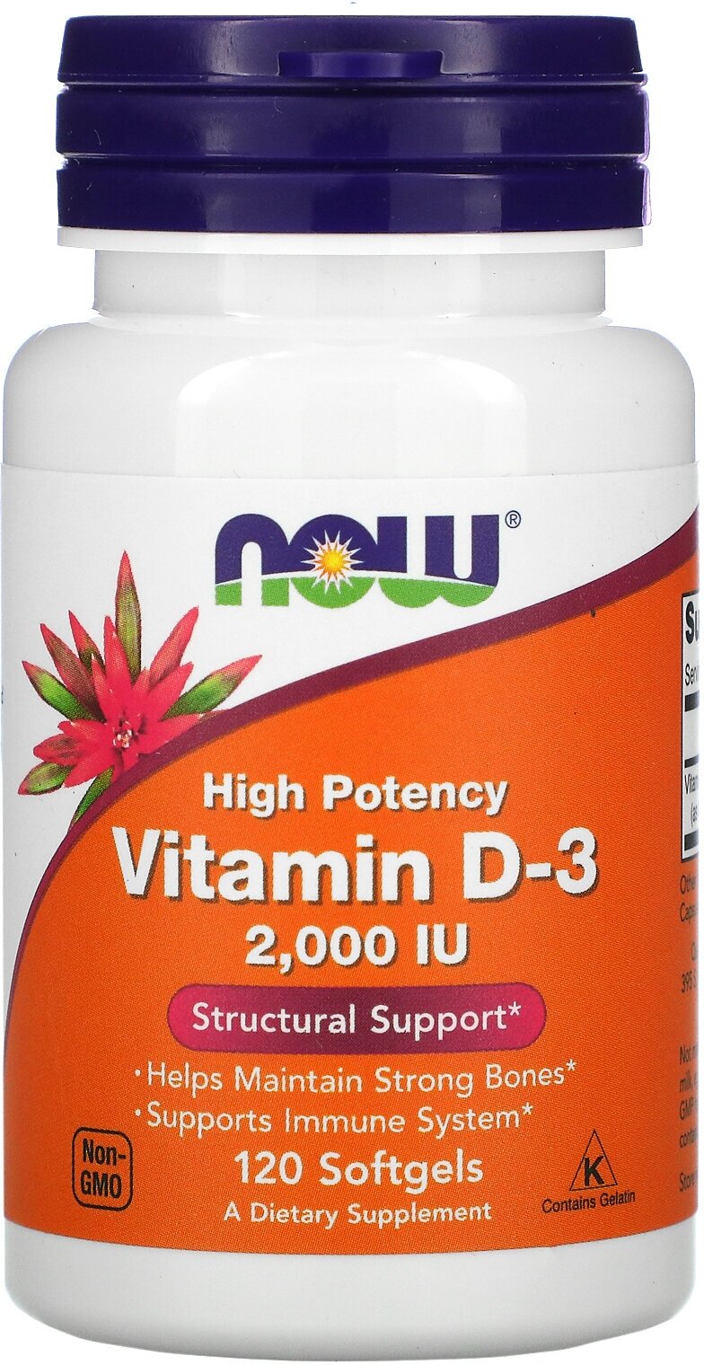 NOW FOODS Vitamin D-3 2000 IU (Витамин Д-3 50 мкг) 120 капс (Now Foods)