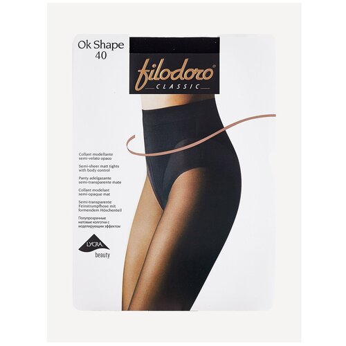 фото Колготки filodoro classic ok shape, 40 den, с ластовицей, утягивающие, с шортиками, матовые, размер 4, черный