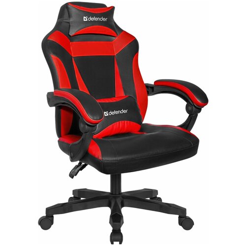 Компьютерное кресло Defender Master игровое, обивка: искусственная кожа, цвет: чёрный/красный