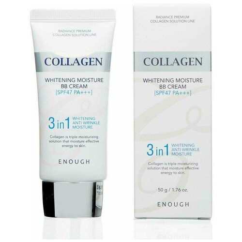 Enough ББ-крем для лица с морским коллагеном Collagen 3 in1 Whitening Moisture BB Сream SPF 47 PA+++/ BB крем bb крем с морским коллагеном осветляющий collagen whitening moisture 3 in1 сream spf47 pa 50г