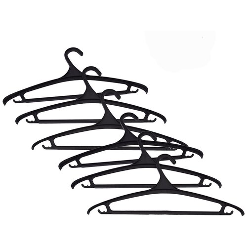 Вешалки-плечики для верхней одежды, размер 52-54, цвет черный, 6 шт.