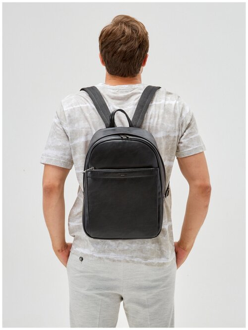 Рюкзак DAVID JONES, экокожа, искусственная кожа, отделение для ноутбука, вмещает А4, внутренний карман, черный