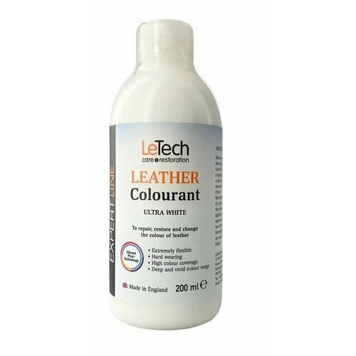 LeTech Expert Line Краска для кожи (Leather Colourant) Ultra White 200мл