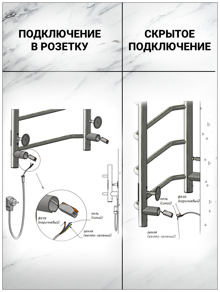 Полотенцесушитель электрический 500мм 800 мм Termosmart Standart, подключение универсальное: слева/справа/скрытое/шнур с вилкой. - фотография № 11