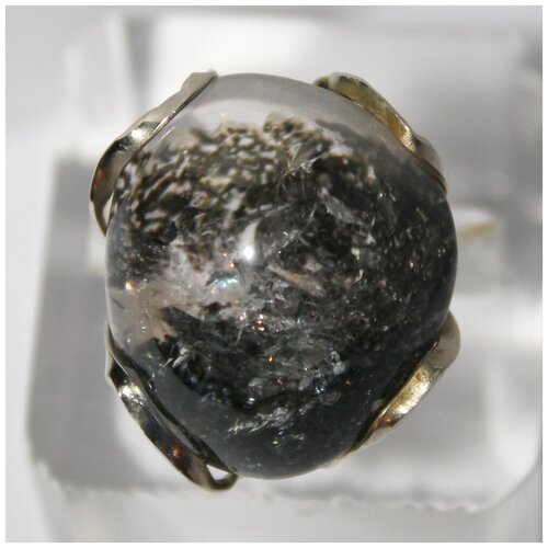 фото Кольцо true stones, мельхиор, кварц, размер 19, черный