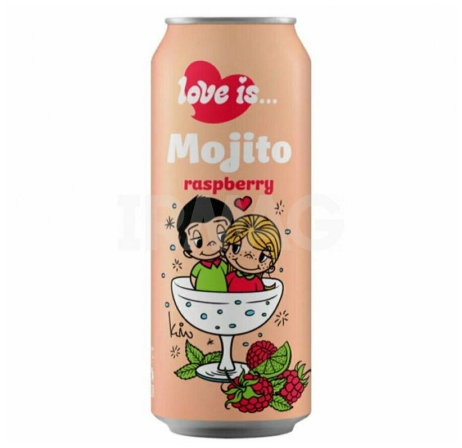 Газированный напиток Love IS Mojito Raspberry ( Мохито Малина), жестяная банка 0.45 л ( 450 мл.), упаковка 12 штук. - фотография № 2