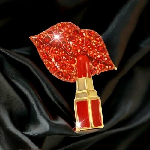 Брошь, кристаллы Swarovski, красный amberholl изысканная серебряная брошь с натуральным лимонным янтарём роза