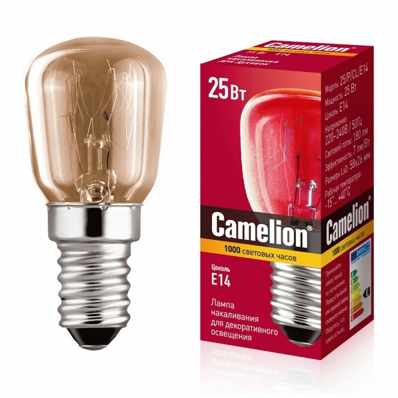 MIC Camelion 25/P/CL/E14 (Эл. лампа накаливания для холодильников и декор. подсветки), цена за 1 шт.
