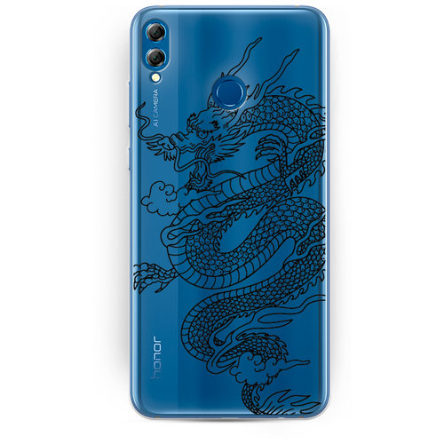 Силиконовый чехол на Honor 8X / Хонор 8Х Большой китайский дракон, прозрачный силиконовый чехол на honor 8x хонор 8х водный дракон