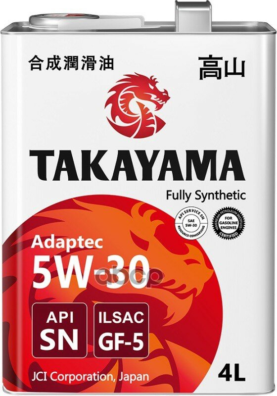 TAKAYAMA Масло Моторное Takayama Adaptec 5W-30 Gf-5 Sn Синтетика 4Л 605585