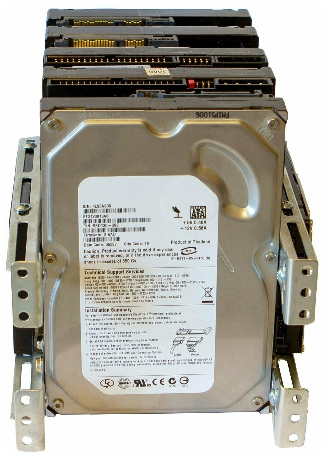 Подставка/Racks для 5-ти жестких дисков 35" HDD/SSD + 2 HDD 25" металл оцинкованные направляющие