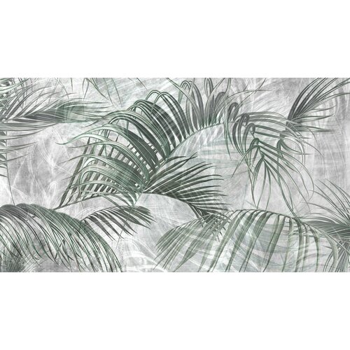 Моющиеся виниловые фотообои GrandPiK Пальмовые листья на сером фоне, 450х250 см моющиеся виниловые фотообои grandpik пальмовые листья на сером фоне 300х300 см