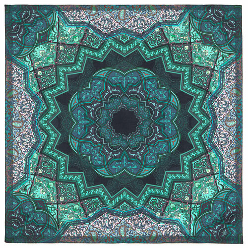 Платок Павловопосадская платочная мануфактура, 80х80 см, фиолетовый, черный