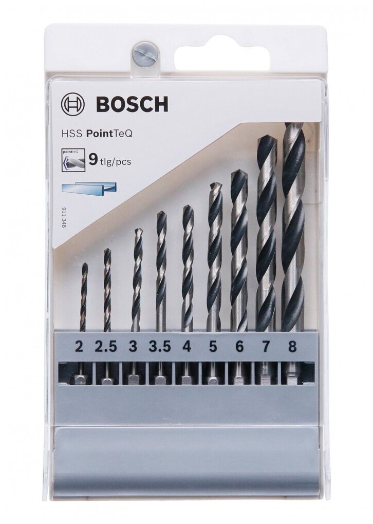 Набор сверл BOSCH HSS PointTeQ HEX 9 шт.