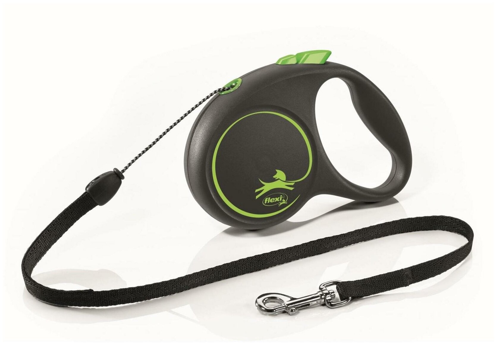 Поводок-рулетка для собак Flexi Black Design M тросовый черный/зеленый 5 м - фотография № 11