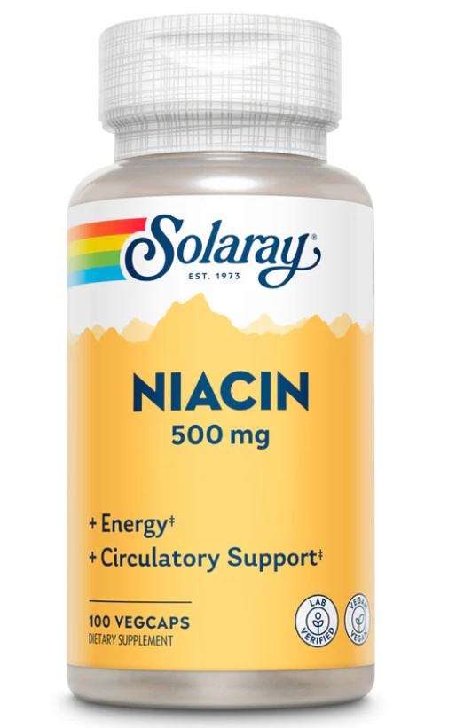 Solaray Niacin 500 mg Vitamin B-3 (Ниацин 500 мг витамин В-3) 100 вег капсул (Solaray)