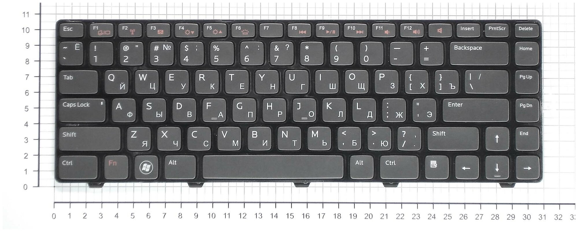 Клавиатура для ноутбука Dell 0X38K3 черная с подсветкой