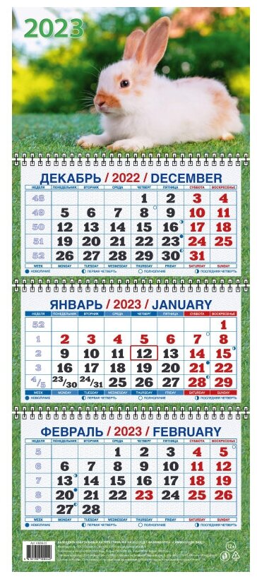 Календарь квартальный настенный трёхблочный 