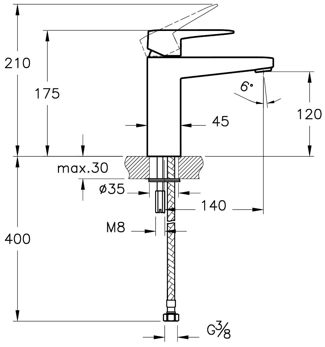 Смеситель VitrA Root Square для раковины A42731EXP, хром - фотография № 6