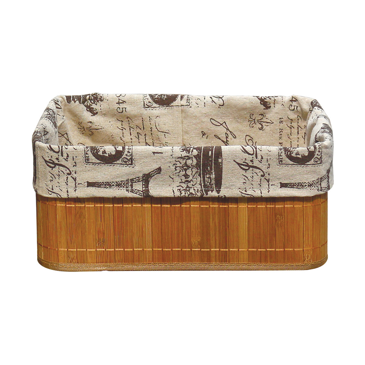 Бамбуковая корзинка с покрытием из натурального льна (каркас: стальной прут), р-р 38*28*16