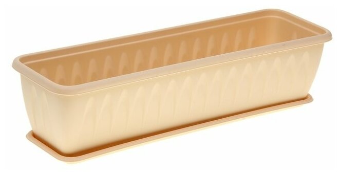 фото Ящик балконный "Алиция", 60 см, с поддоном, цвет белая глина