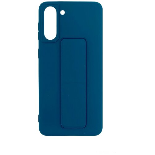фото Чехол накладка защитная синяя для samsung galaxy s21 plus / s21+ с подставкой и металл пластиной для держателя техномарт
