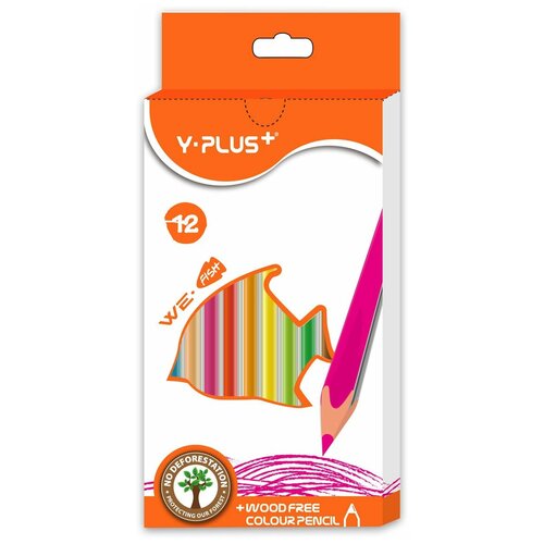 Цветные карандаши пластиковые Y-Plus We-Fish, 12 цветов