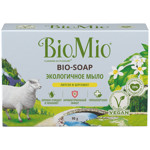 BioMio Мыло кусковое Литсея и бергамот литсея и бергамот, 90 г мыло туалетное biomio bio soap литсея и бергамот 90 г 6 шт