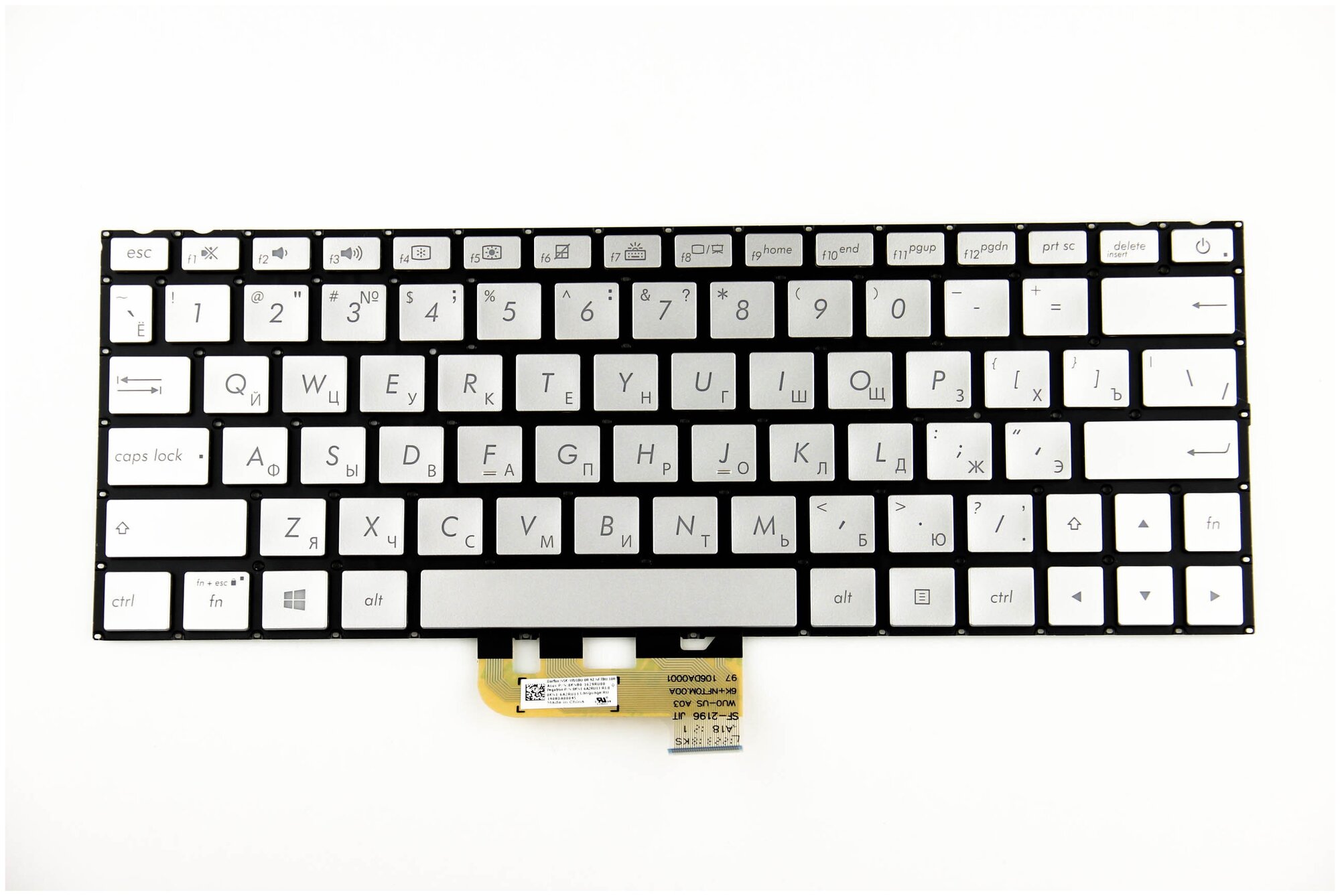 Клавиатура для Asus UX333FA UX333FN UX334FA серебро p/n: NSK-WU0LN-A02, 9ZNFTLN00