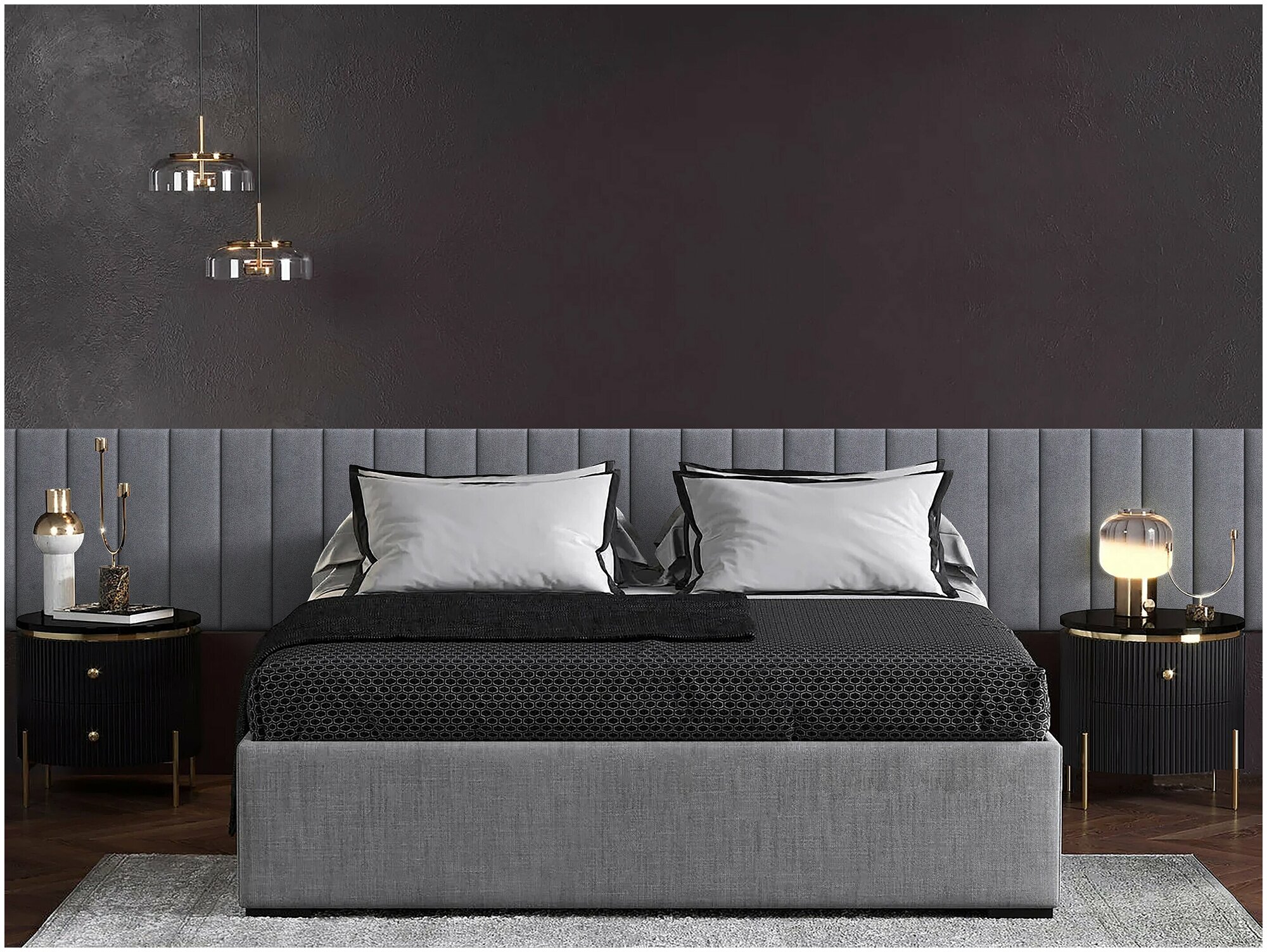 Панель кровати Alcantara Gray 15х60 см 2 шт.