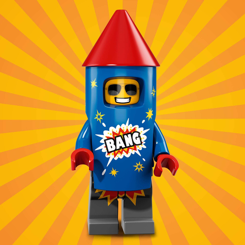 Минифигурка Лего 71021-5 : серия COLLECTABLE MINIFIGURES Lego 18 series ; Firework Guy (Парень-фейерверк)