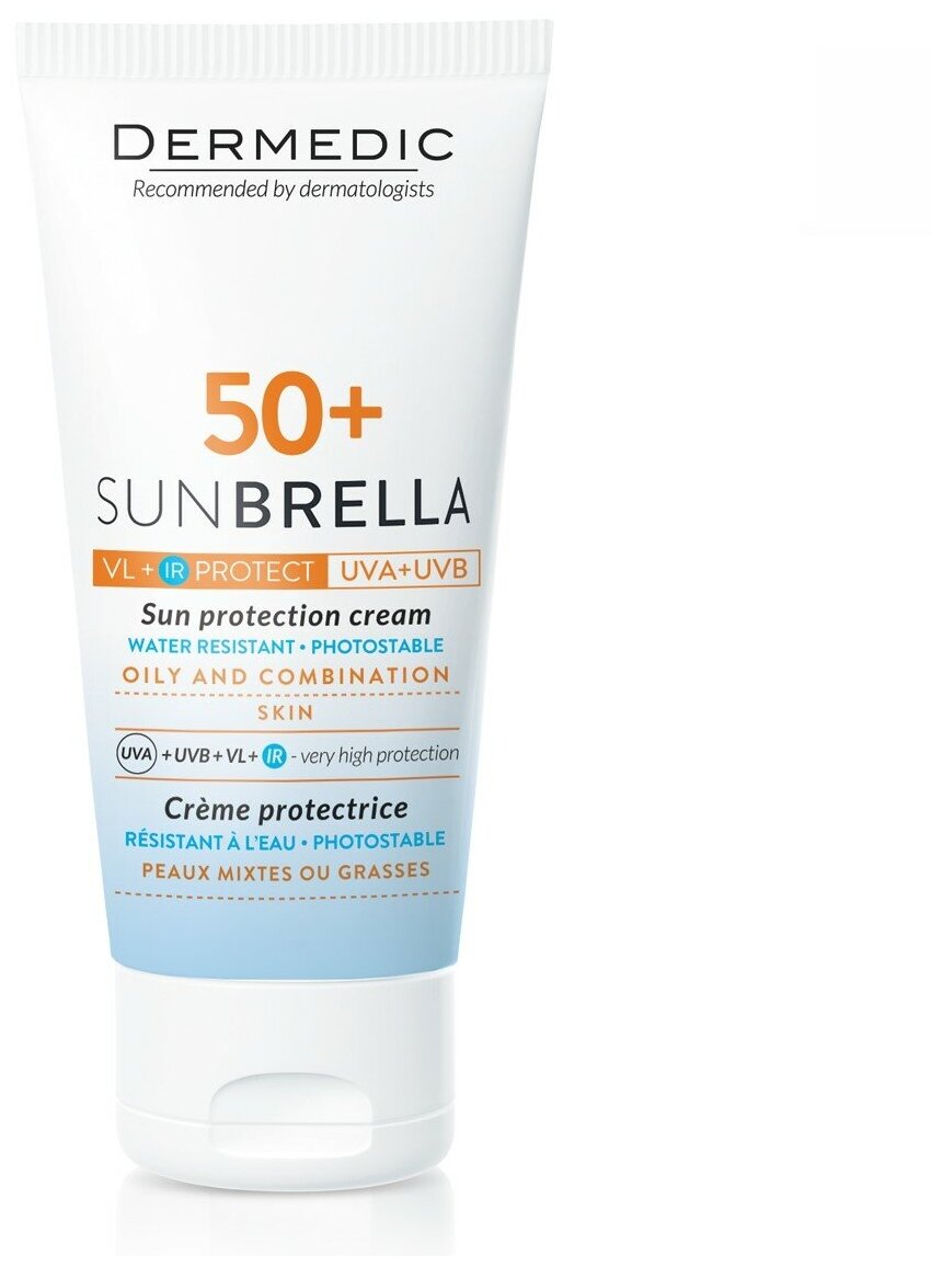 Крем DERMEDIC Солнцезащитный SPF 50+ для жирной кожи и комбинированной кожи, 50 г санбрелла
