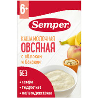 Semper - каша мол. овсяная с яблоком и бананом, 6 мес, 180гр