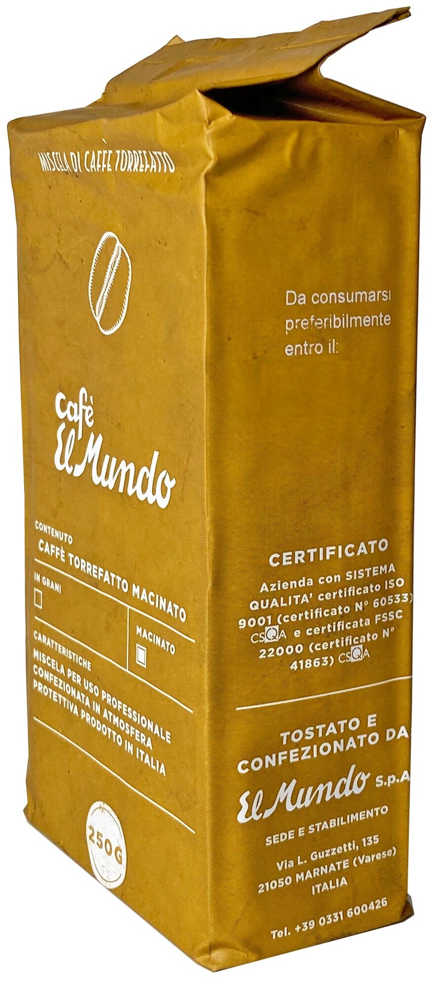 Молотый кофе El Mundo 100% Arabica. 250 г. Италия