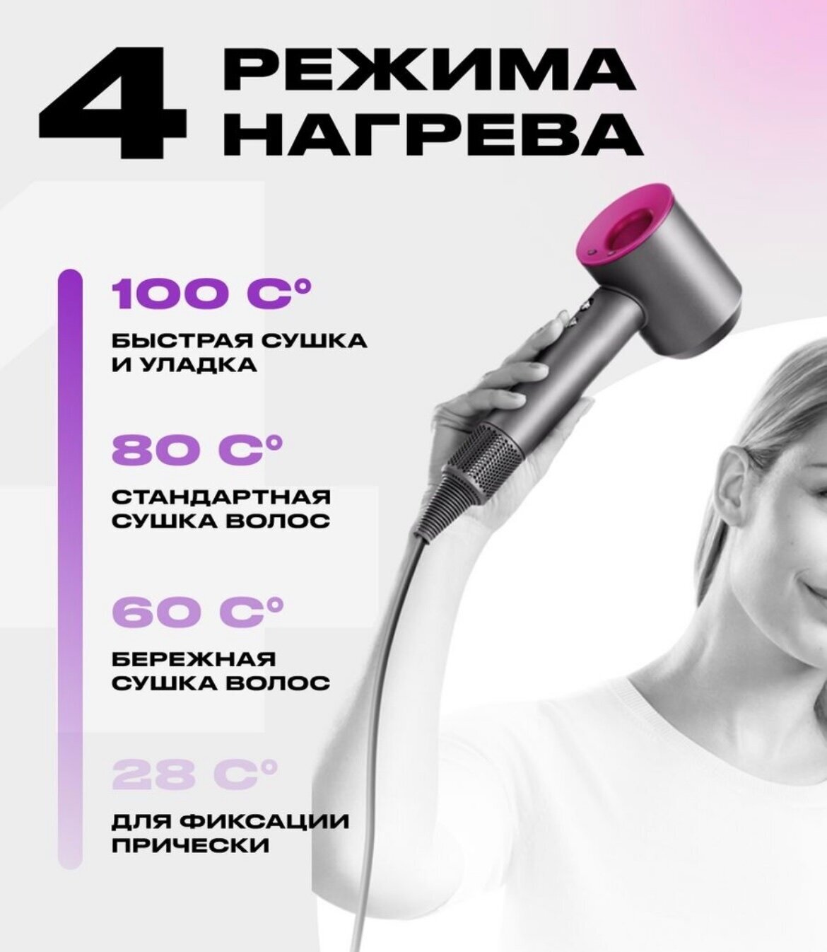 Набор фен SUPER HAIR DRYER Серый с красным (6 в 1) 3M - фотография № 18