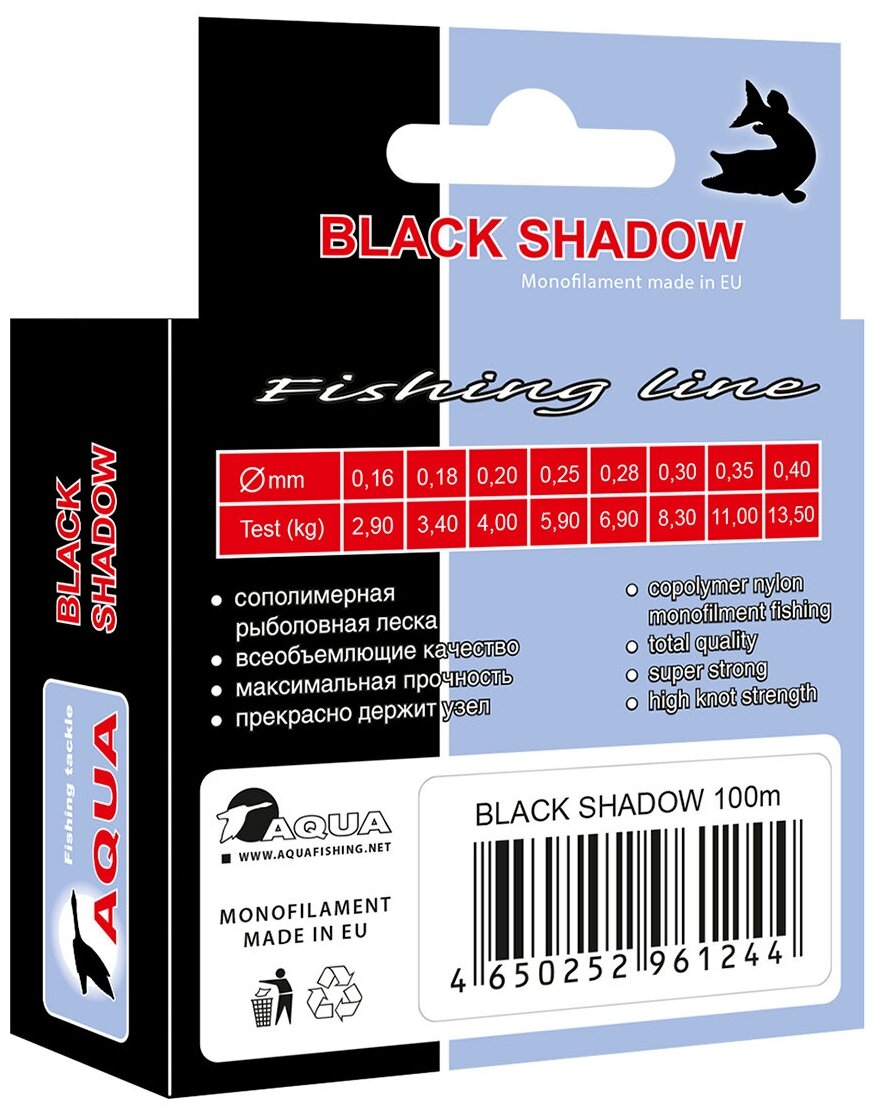 Леска AQUA Black Shadow 100m (набор 2 )