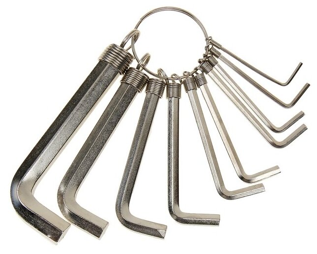 Набор ключей имбусовых Sparta, 1.5–10 мм, 10 шт, никелированный, на кольце