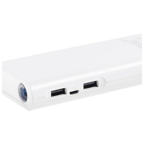 Внешний аккумулятор LuazON PB-15 10000 мАч 2 USB 1 А дисплей фонарик белый 271300₽