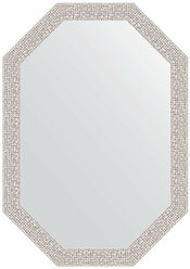 Зеркало настенное Polygon EVOFORM в багетной раме мозаика хром, 48х68 см, для гостиной, прихожей, кабинета, спальни и ванной комнаты, BY 7005