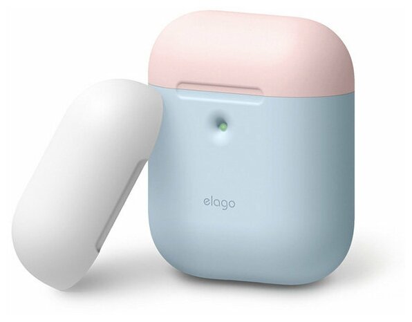 Чехол Elago Silicone Duo для AirPods 2 (wireless), голубой с крышками Pink и White