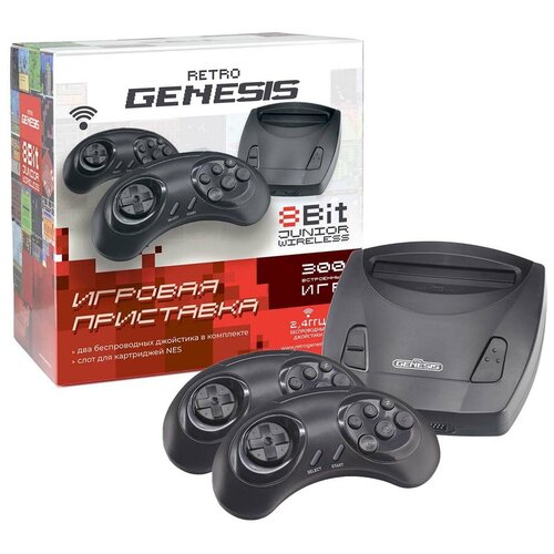 Игровая приставка Retro Genesis Junior Wireless (300игр 8 bit)+ 2 проводных джойстика игровая приставка retro genesis hd wireless 300 игр 8 bit 2 беспр джойстика
