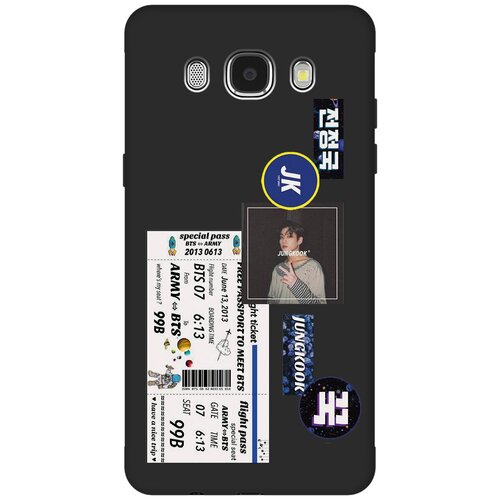 Матовый чехол BTS Stickers для Samsung Galaxy J5 (2016) / Самсунг Джей 5 2016 с 3D эффектом черный матовый чехол true queen для samsung galaxy j5 2016 самсунг джей 5 2016 с 3d эффектом черный